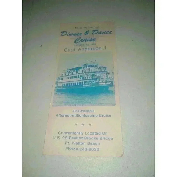 Vintage Dinner & Dance Cruise Brochure Capt. Anderson Ft. Walton Beach 80's? - Picture 1 of 2